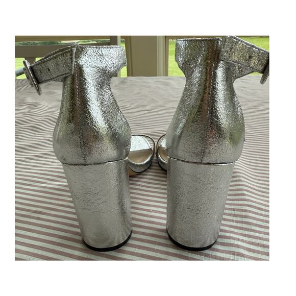 Mix No. 6 Women's Silver Strappy Block Heels Size 9M Party Shoes - Picture 3 of 8